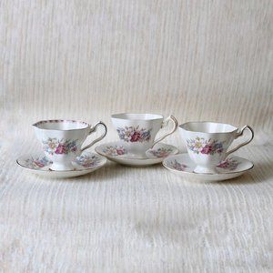 Royal Stafford & Windermere Floral Bone China Tea Cup & Saucer 3 Piece Set
